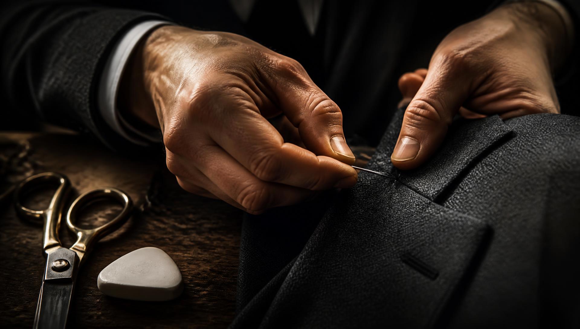 Hand-stitching a blazer lapel in the Formally India atelier